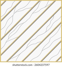Gold Square Frame with Diagonal Bars and Wavy Lines vector art