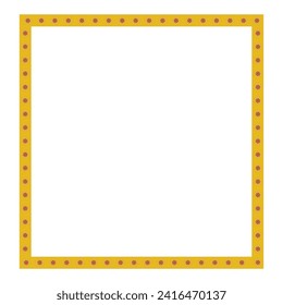 gold square frame with flower texture isolated on white with empty space