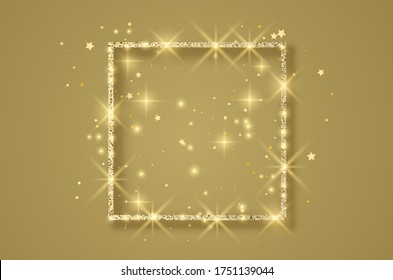 Gold square frame with gold glitter, element for your design vector Eps 10 format