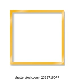 Gold square frame isolated on white background. Vector illustration