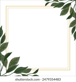 gold square frame with leaves arrangement