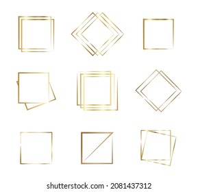 Gold square frame. Luxury geometric square element.