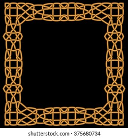 Gold square frame with rich ornament of Arab or Celtic style patterns and interlocking knots