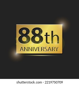 Gold square plate Elegant logo 88th year anniversary celebration