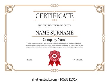 Gold Square shape with 3 stripes element Certificate border for Excellence Performance