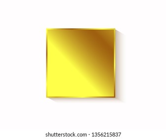 Gold square sticker isolated
