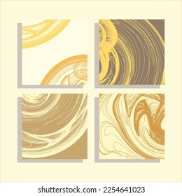 Gold Square-shaped Backgrounds Featuring Wavy  Lines. Modern and dynamic look and can be used for a variety of design projects .