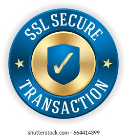 Gold Ssl Secure Transaction Button/badge With Blue Border