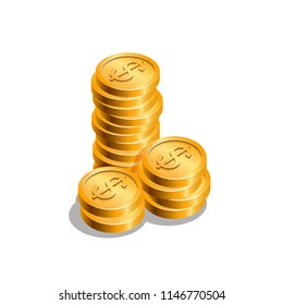 Gold stack of coins, painted in vector