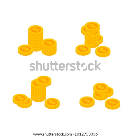 Gold stack of dollar coins. Money icon in isometric style. Vector illustration finance sign,Pile of money,Vector isometric money icon on a white background. Money illustration of wealth and condition.