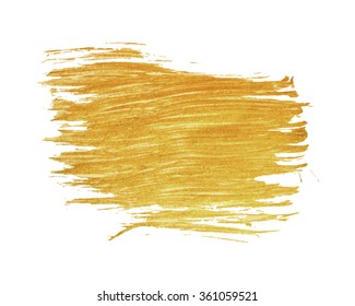 Gold stain isolated on white background. Abstract design element for inscription, banner, card, invitation, postcard, poster. Vector illustration.