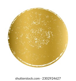 Goldener Stempel in runder Form einzeln auf weißem Hintergrund. Golden Texture Circle Design Element. Vektorgrafik, eps10.
