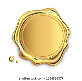 Gold stamp wax seal approval vector sealing retro label set. Quality garantee label. Elite.