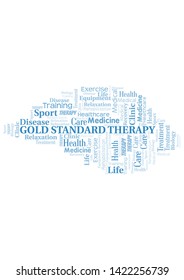 Gold Standard Therapy Word Cloud. Wordcloud Made With Text Only.