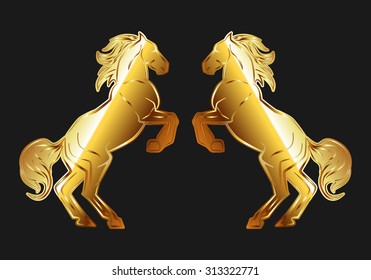 gold Standing Horse couple 