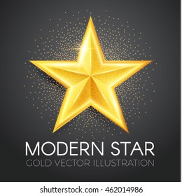 Gold Star. 3D Realistic Design. Vector illustration