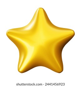 Gold star 3d vector realistic icon. Yellow 3d star. Customer rating feedback, rang, achievements