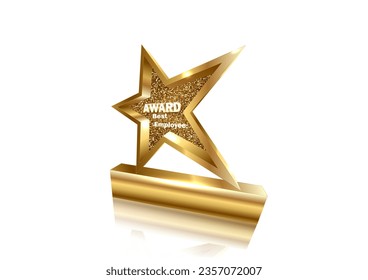 Gold star award for the best employee, on a white background. Vector