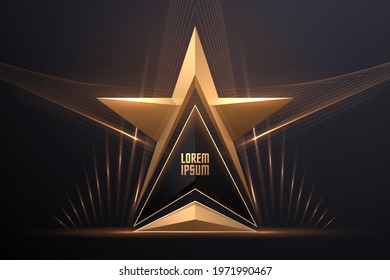 Gold star award template with light effect