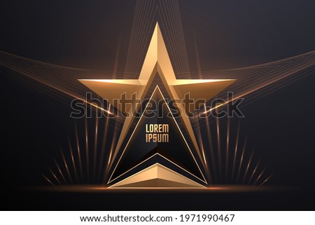 Gold star award template with light effect