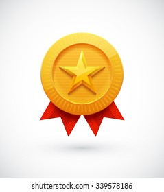 Gold Star Award. Vector illustration.