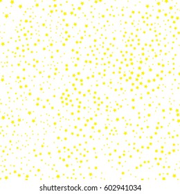 Gold Star Background. Shine confetti design pattern. Falling shiny stars. Golden shining Starry print. Starlit design. Simple starlet vector. Eps10.