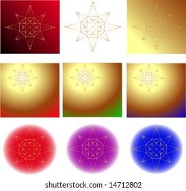 Gold Star Backgrounds, Vector Illustrations, each on a separate layer