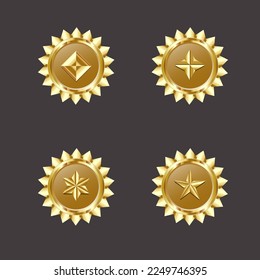 Gold star badge with multiple shapes