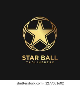 Gold Star Ball Logo in elegant Style with Black Background - Vector -vector file is easy to edit ( color and text )