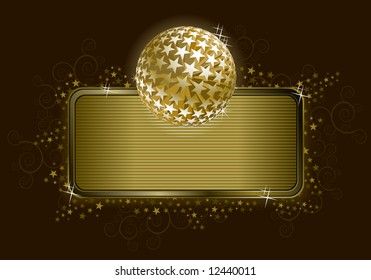 Gold star ball on the banner. all layers separately in vector file.