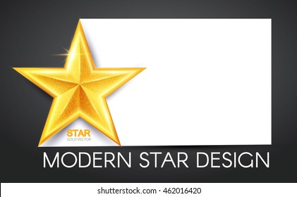 Gold Star Banner. Acheive Design. Vector illustration