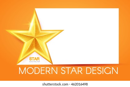 Gold Star Banner. Acheive Design. Vector illustration