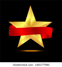 gold star with banner vector template 4
