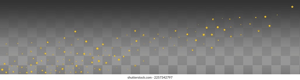 Gold Star Bright Vector Transparent Panoramic Background. Abstract Glow Card. Golden Round Glamour Banner. Sparkle Modern Wallpaper.