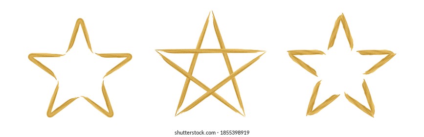  El pincel estrella de oro pinza símbolos vectores para decoración aislada en fondo blanco.