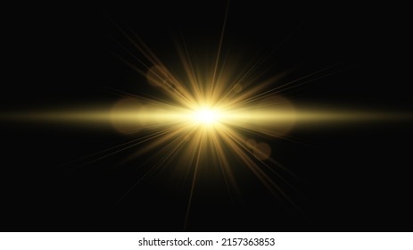 Gold Star Burst. Golden Glitter Light Effect. Vector Illustration