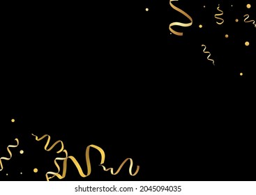 Fondo negro de la celebración de la estrella del oro. Afiche de Confetti Volador. Invitación a la Fiesta Serpentina. Diseño Feliz Amarillo.