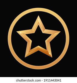 gold star in circle vector 3d icon