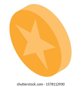 Gold star coin icon. Isometric of gold star coin vector icon for web design isolated on white background