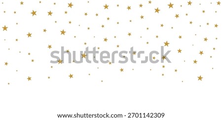 Gold star confetti background vector, falling stars abstract banner, shiny star decoration pattern for Christmas, new year, festive holiday celebration events, illustration PNG.