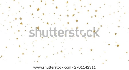 Gold star confetti background vector, falling stars abstract banner, shiny star decoration pattern for Christmas, new year, festive holiday celebration events, illustration PNG.