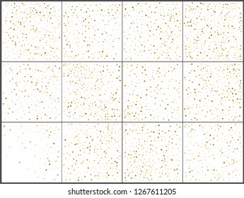 Gold star confetti celebrations. Simple festive modern design. Holiday vector. Set 12 in 1