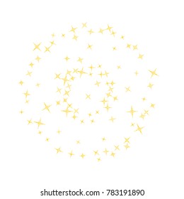 Gold star Confetti. Star Falling Pattern with ground confetti. Gentle Gold Yellow Pattern for your project. Starlight Night. Astral Design. Confetti Fall Chaotic Decor. Modern Creative Pattern. Vector