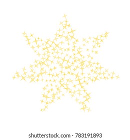 Gold star Confetti. Star Falling Pattern with ground confetti. Gentle Gold Yellow Pattern for your project. Starlight Night. Astral Design. Confetti Fall Chaotic Decor. Modern Creative Pattern. Vector