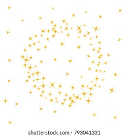 Gold star Confetti. Star Falling Pattern with ground confetti. Gentle Gold Yellow Pattern for your project. Starlight Night. Astral Design. Confetti Fall Chaotic Decor. Modern Creative Pattern. Vector