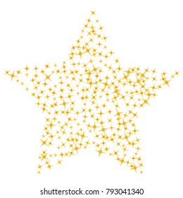 Gold star Confetti. Star Falling Pattern with ground confetti. Gentle Gold Yellow Pattern for your project. Starlight Night. Astral Design. Confetti Fall Chaotic Decor. Modern Creative Pattern. Vector