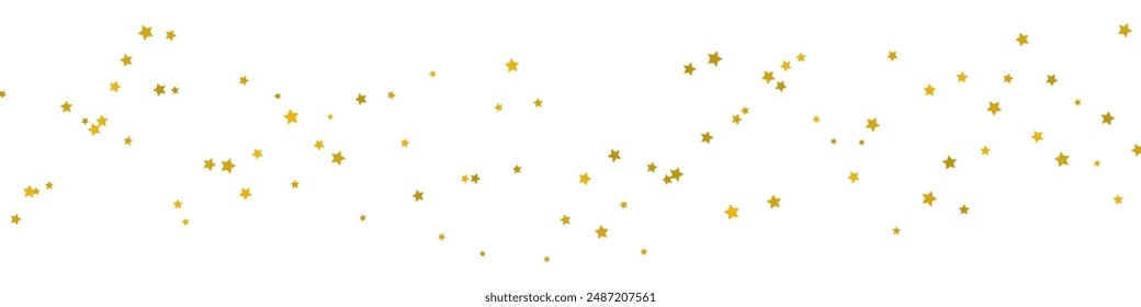 Gold star confetti. Golden falling stars isolated on transparent background.