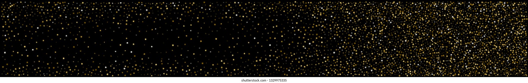 Gold star confetti. Panoramic abstract black and gold background.  Horizontal view for a glass panels - skinali.  Ecology concept for your graphic design. 