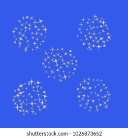 Gold star Confetti pattern. Starlight Night. Blue background. Astral Design. Confetti Fall Chaotic Decor. Modern Creative Pattern. Gentle Gold Yellow Pattern for your project. Vector