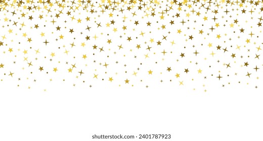 gold star confetti. seamless pattern. for a birthday party, new year or an event celebration invitation or decor